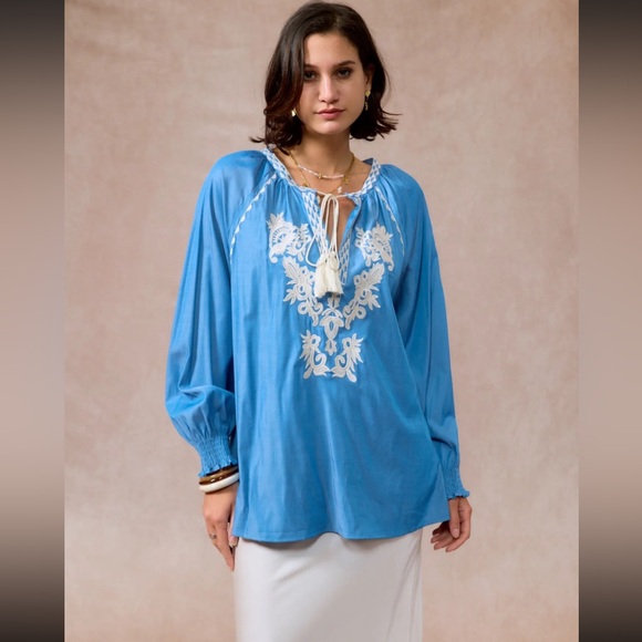 FROM PARIS FRANCE BOHO Embroidered Women's Top - Picture 1 of 4
